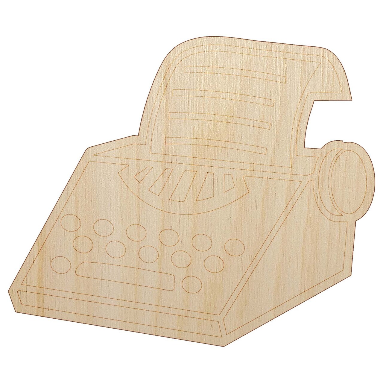 Old Typewriter Icon for Novels Books and Letters Unfinished Wood Shape Piece Cutout for DIY Craft Projects